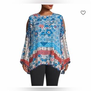 Johnny Was Plus Bondi Printed Poncho Top Size XS NWOT